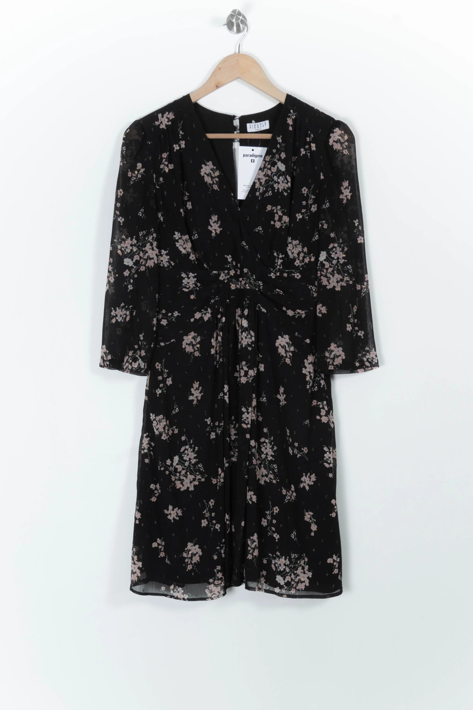 Robe Fleurie Noire et Rose - Taille M/38 - Image 2