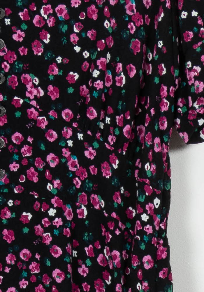 Robe Fleurie Noire et Rose - Taille S/36 - Image 3