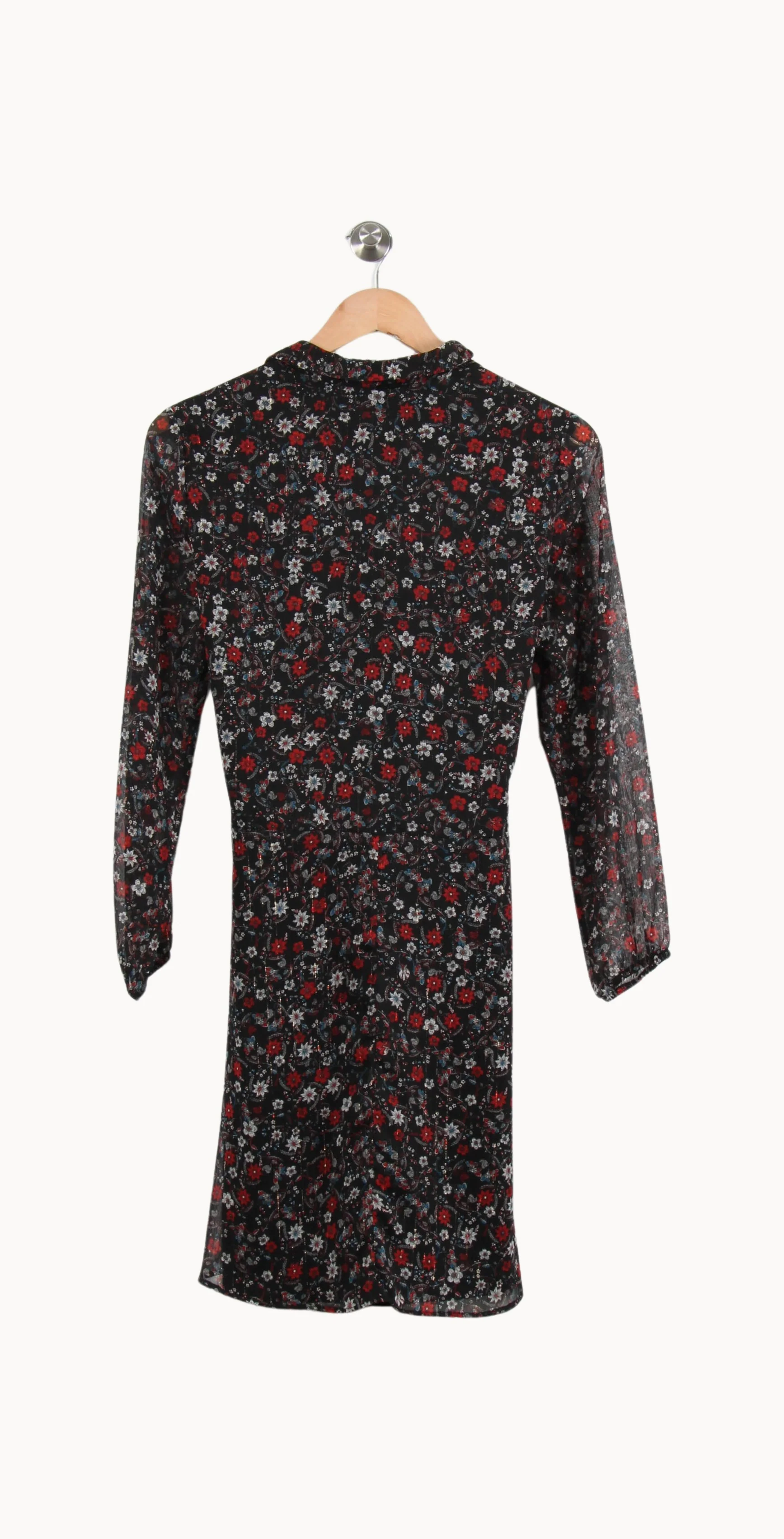 Robe Fleurie Noire et Rouge - Taille XS/34 - Image 4