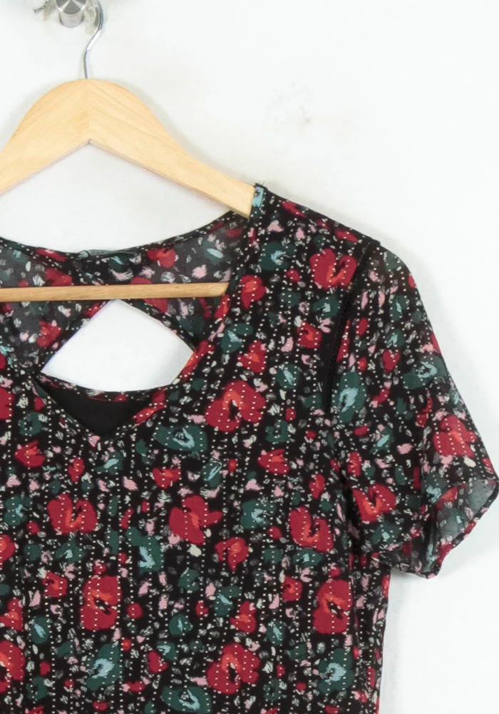Robe Fleurie Noire et Rouge - Taille XS/34 - Image 3