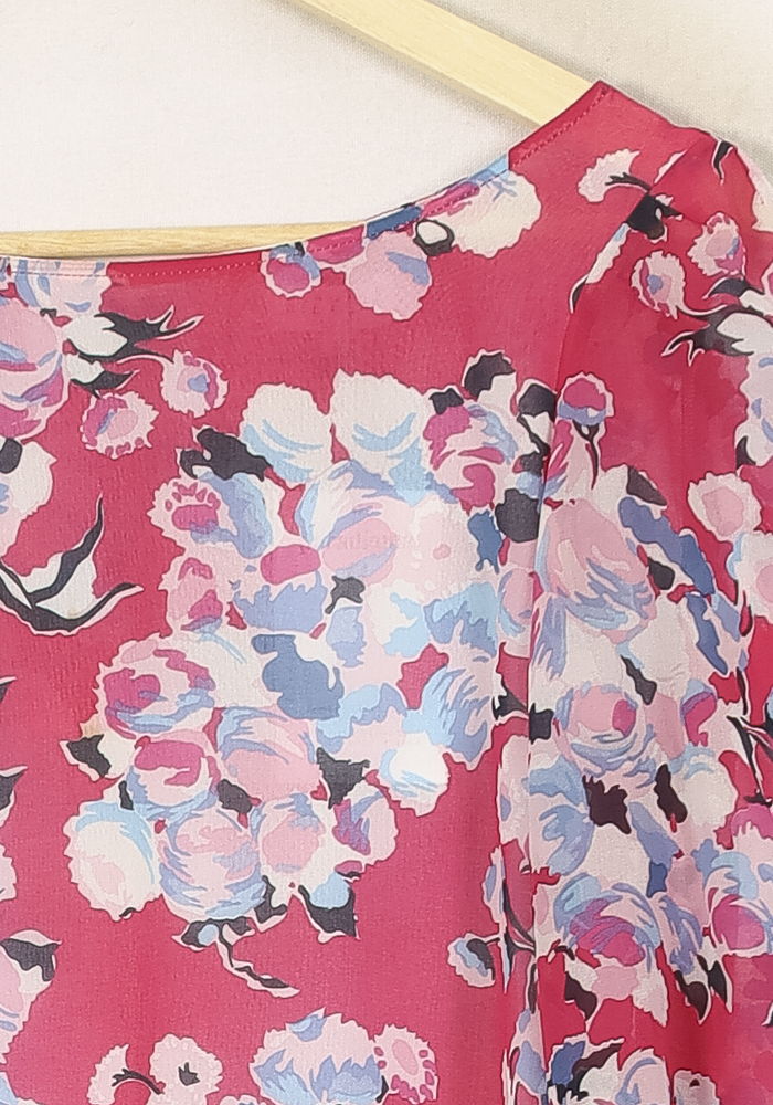Robe Fleurie Rose et Bleu - Taille S/36 - Image 3
