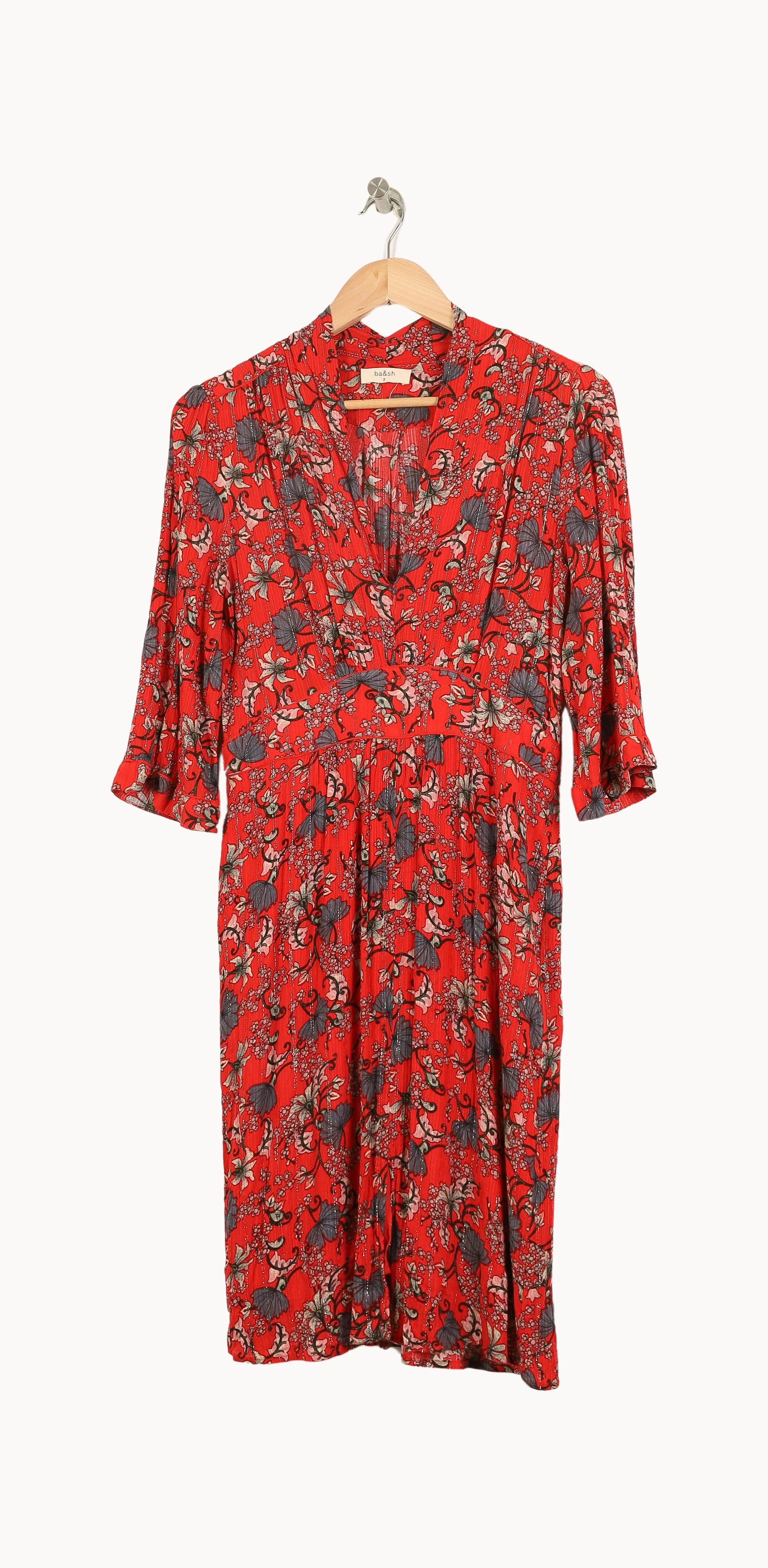 Robe Fleurie Rouge et Noire - Taille M/38 - Image 2