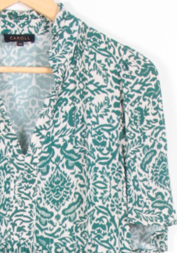 Robe Imprimée Verte et Blanche - Taille S/36 - Image 3