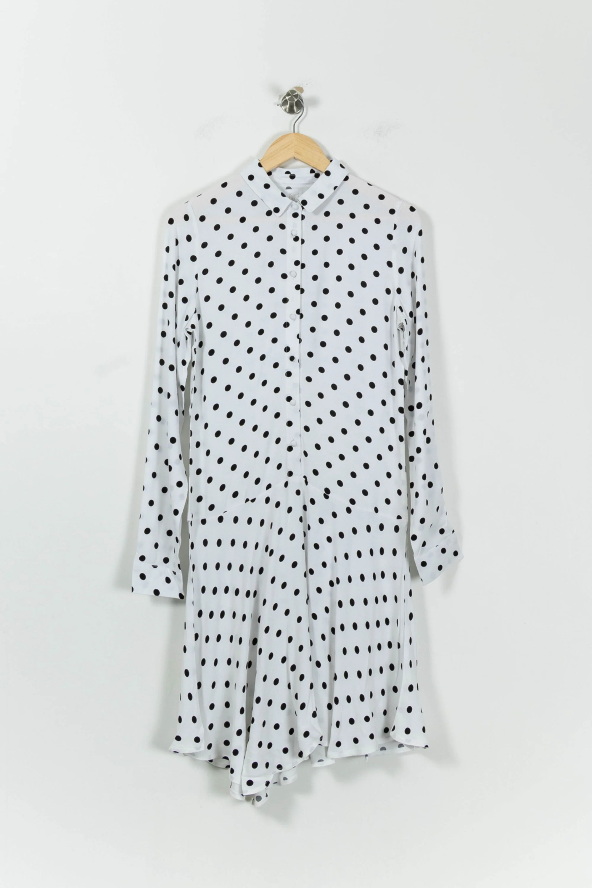 Robe Longue Blanche à Pois Noirs - Taille S/36 - Image 2