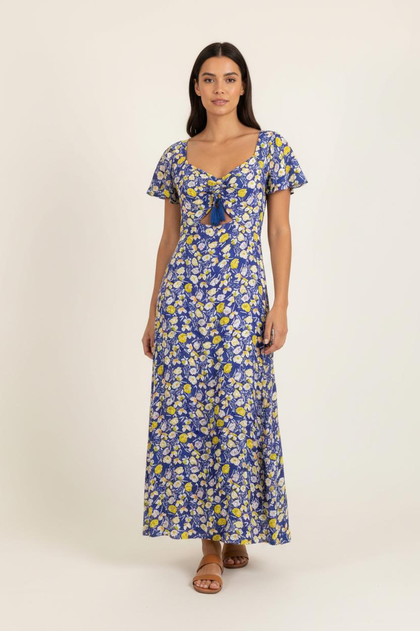 Robe Longue Bleu et Jaune - Taille M/38