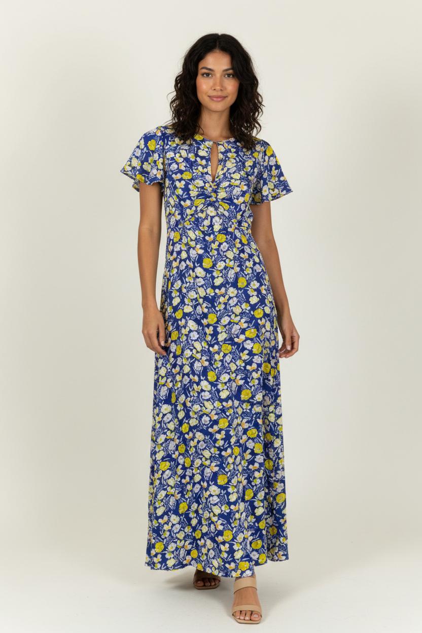 Robe Longue Bleue et Jaune - Taille L/40