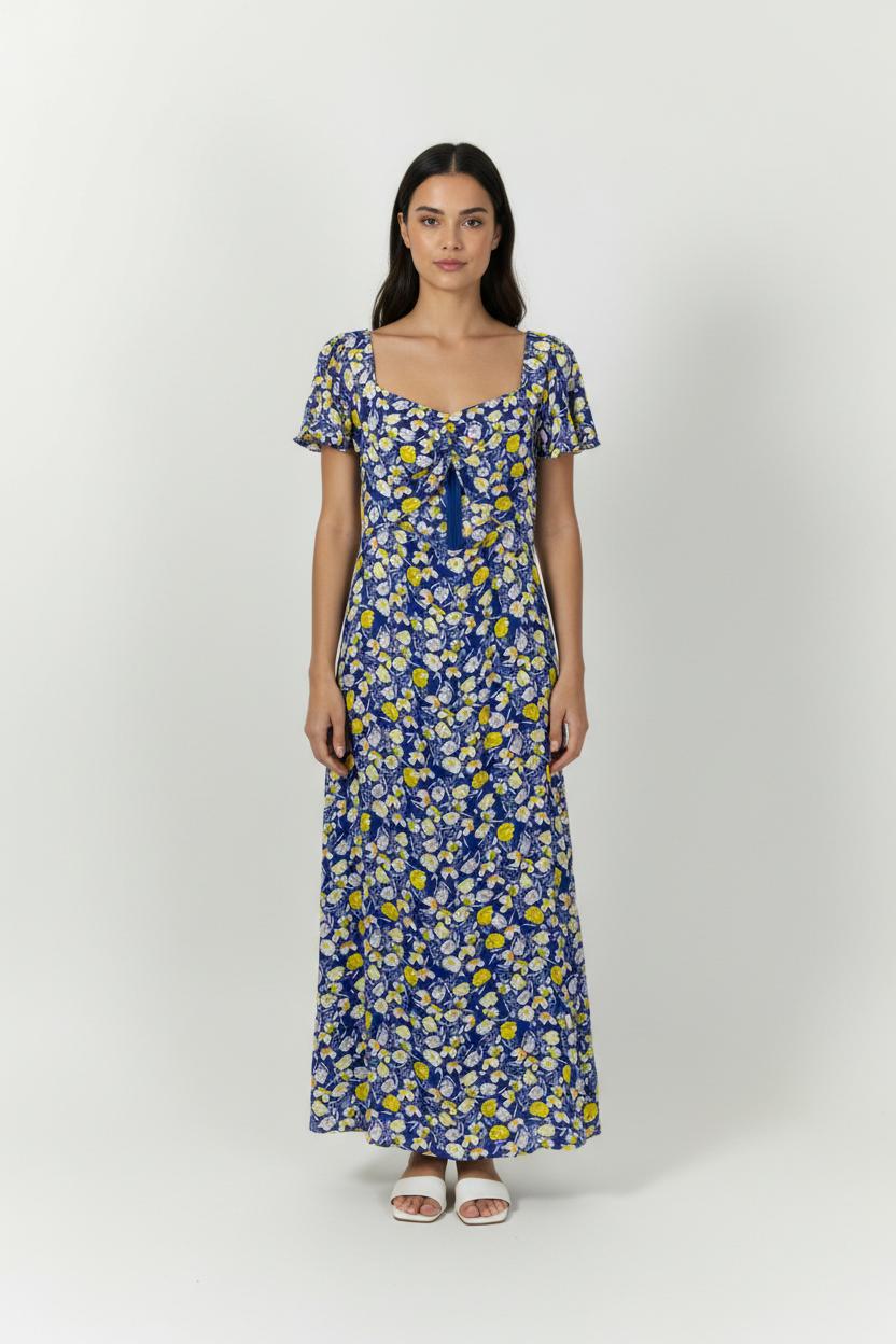 Robe Longue Bleue et Jaune - Taille L/40