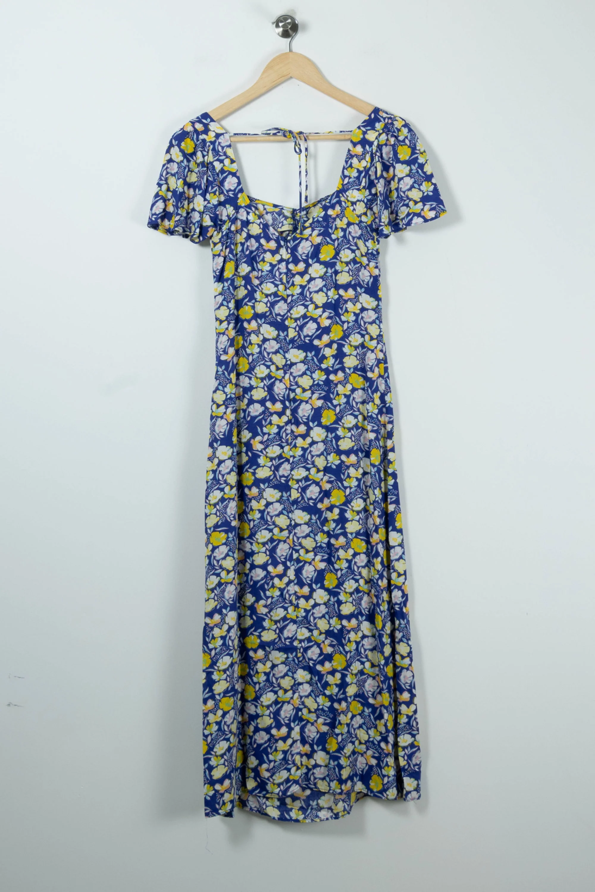 Robe Longue Fleurie Bleu et Jaune - Taille S/36 - Image 4