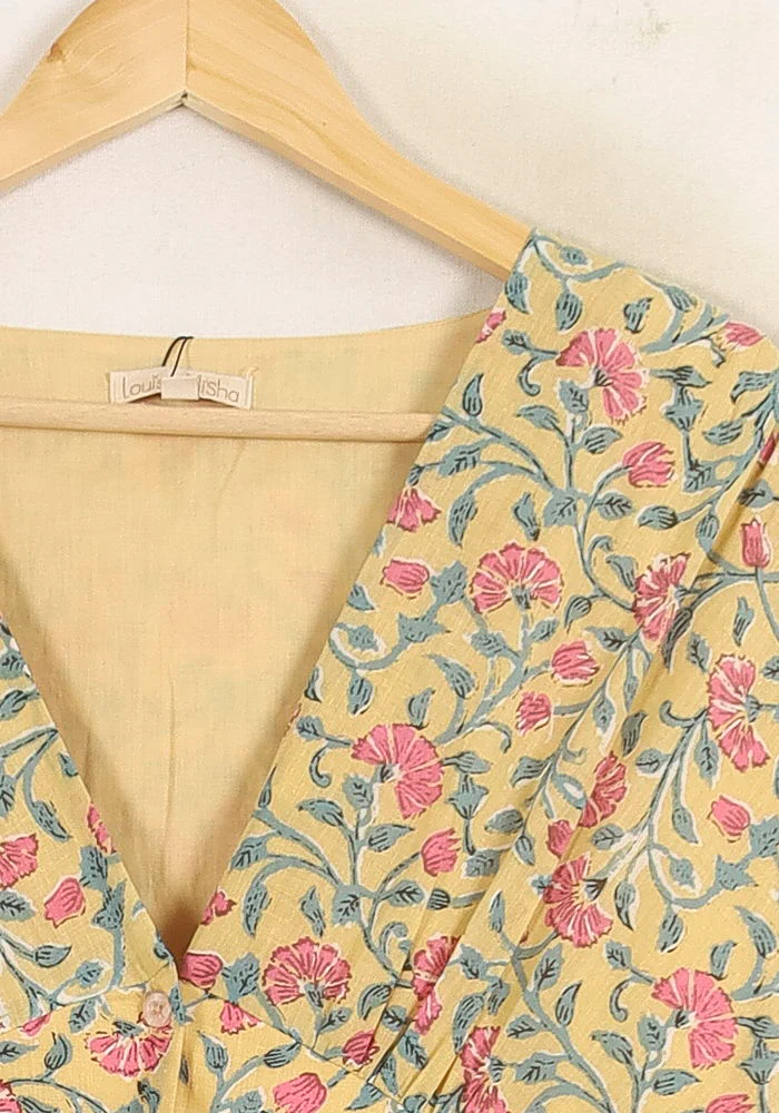 Robe Longue Jaune et Rose - Taille L/40 - Image 3