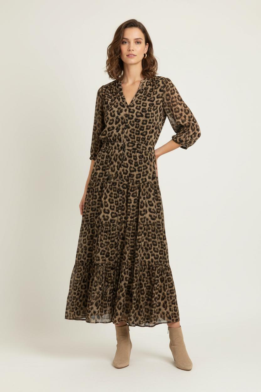 Robe Longue Marron et Noir - Taille XS/34