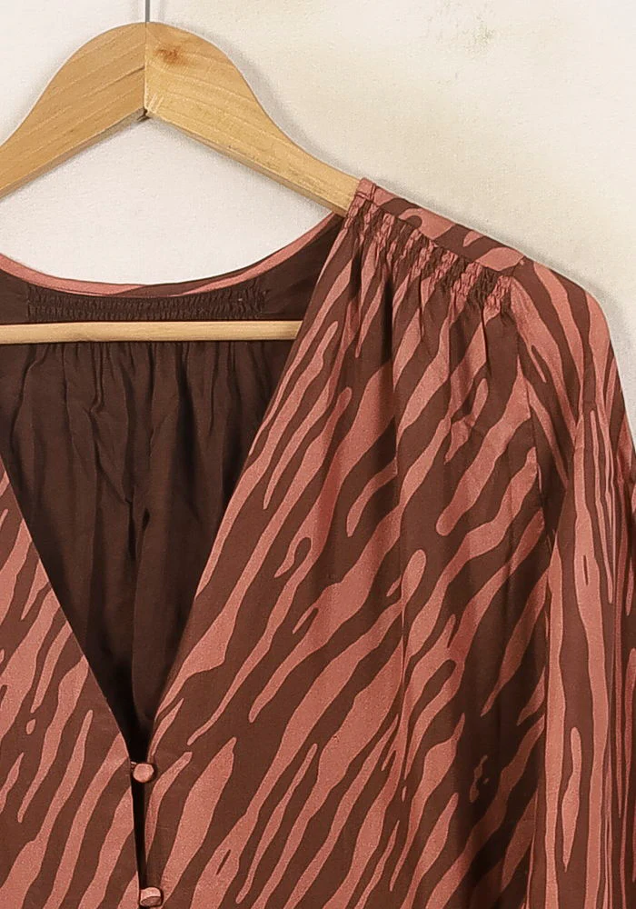 Robe Longue Marron et Rose - Taille S/36 - Image 3