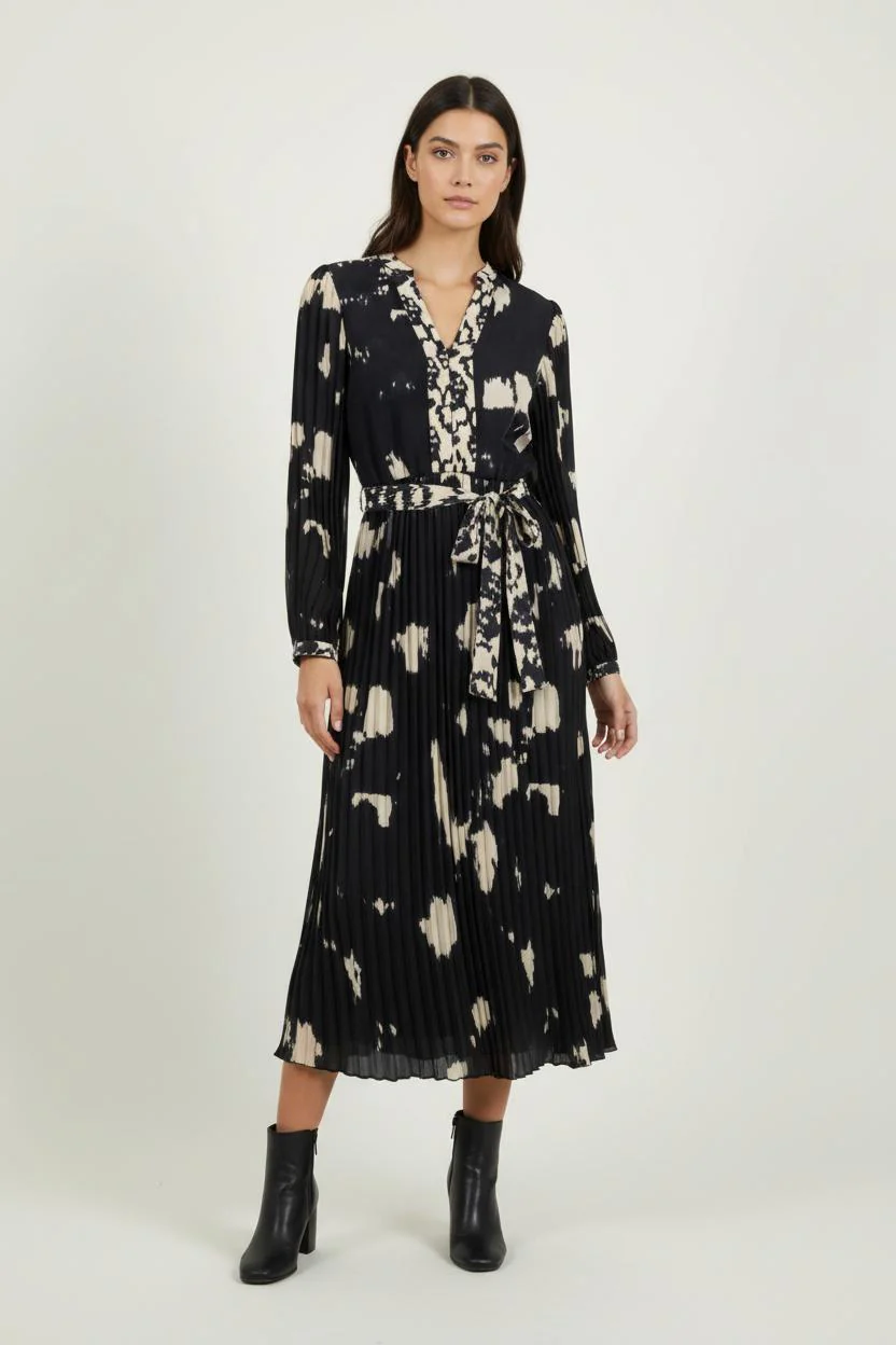 Robe Longue Noire et Beige - Taille XS/34