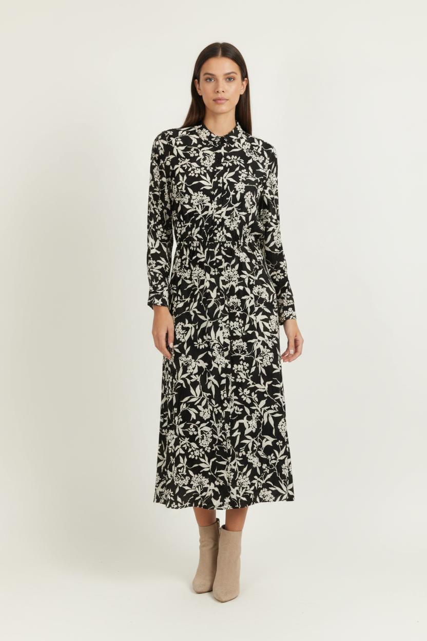 Robe longue noire et blanche - Taille S/36