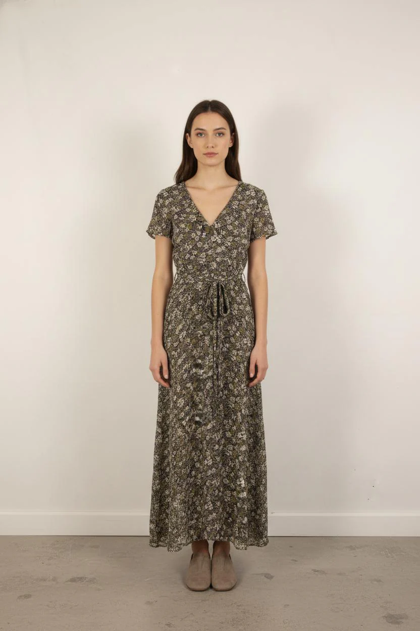 Robe Longue Verte et Blanche - Taille S/36