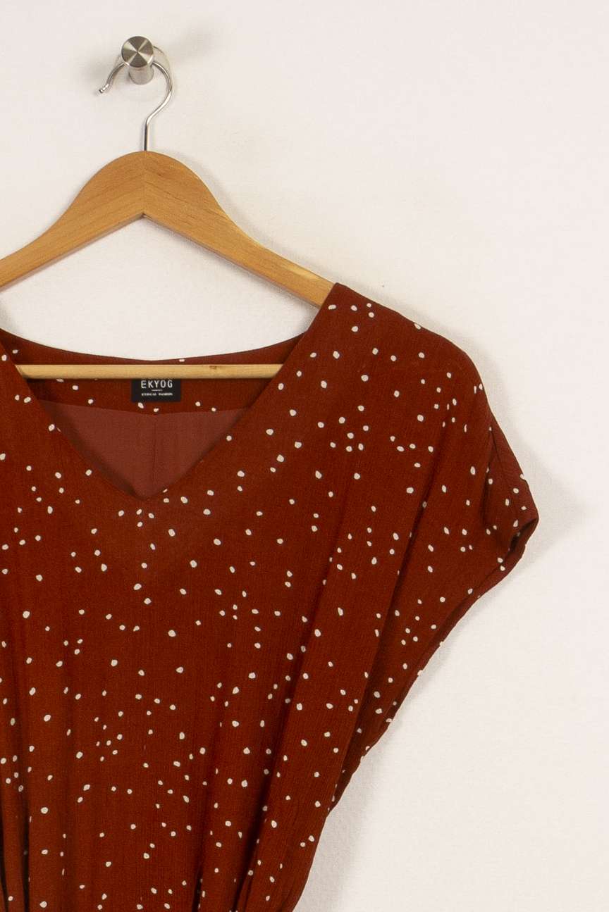 Robe marron à pois - Taille XS/34 - Image 3