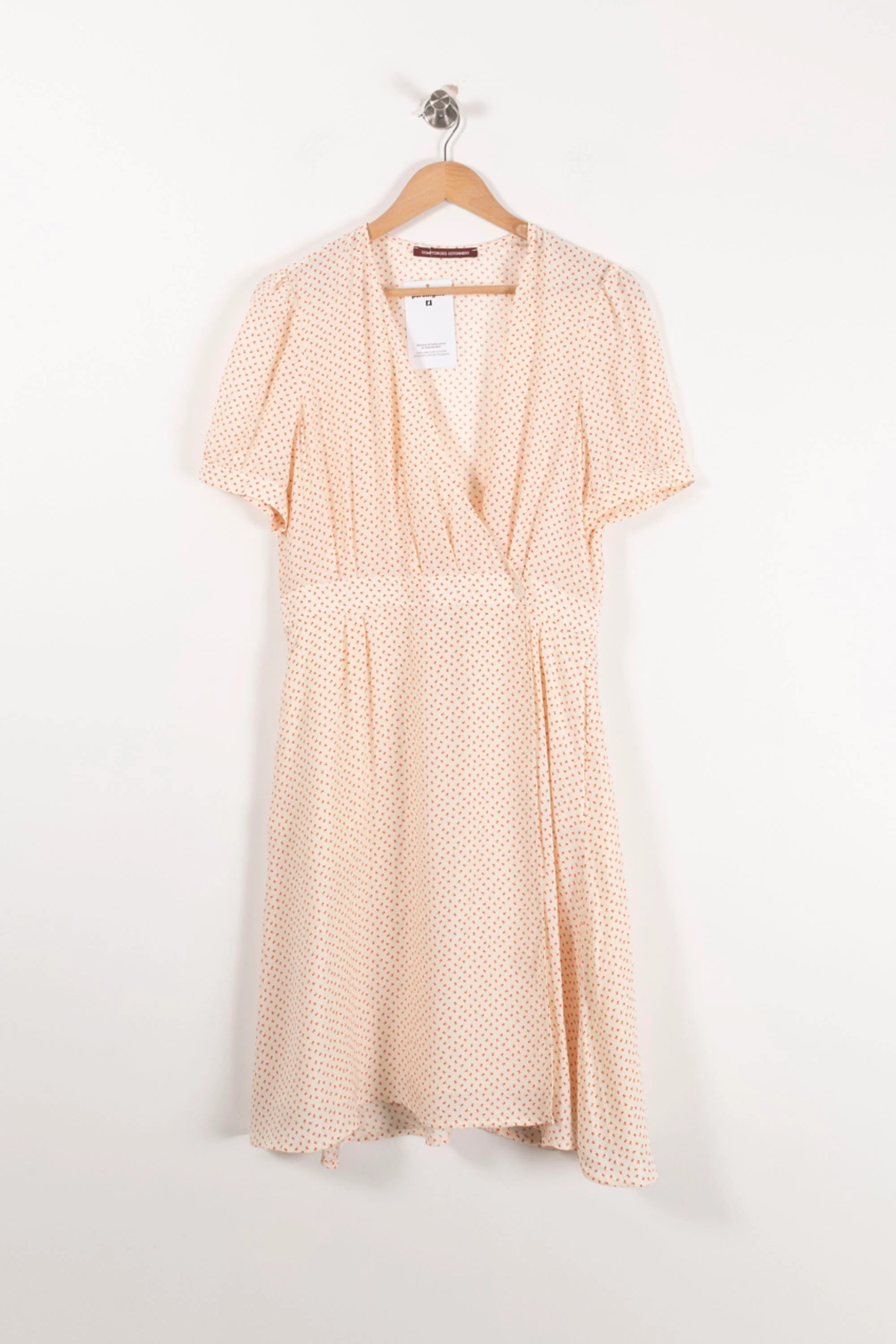 Robe Midi Beige à Pois Rouges - Taille L/40 - Image 2