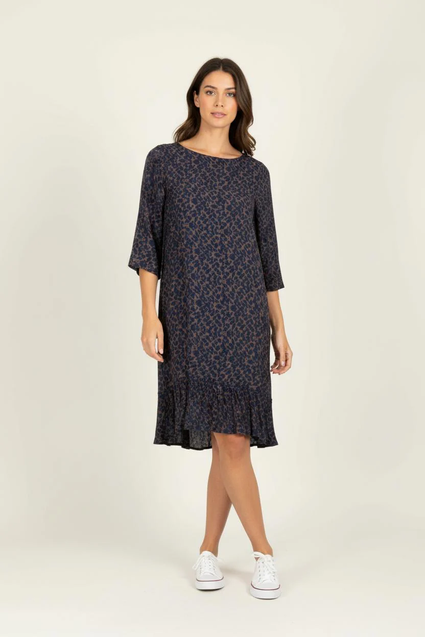 Robe Midi Bleu et Marron - Taille S/36