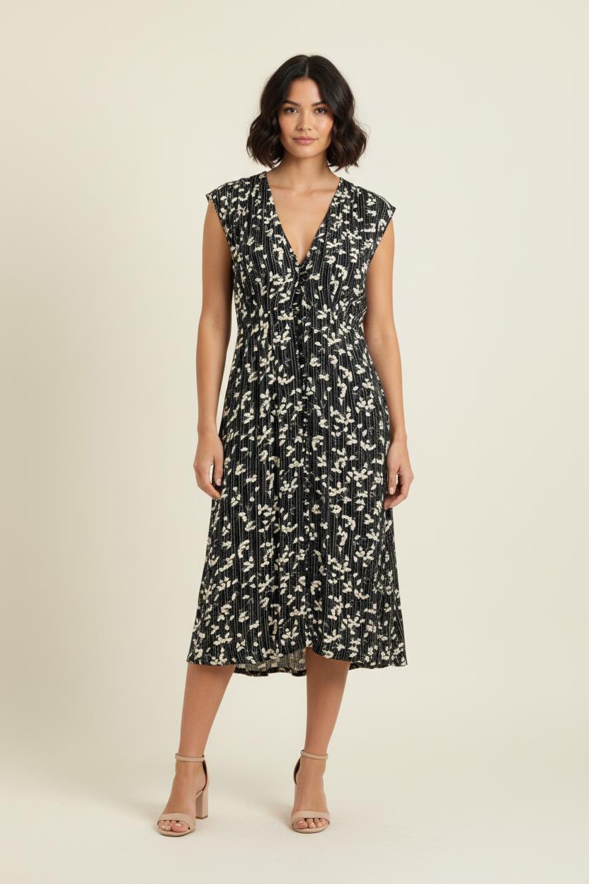 Robe Midi Noire et Blanche - Taille S/36