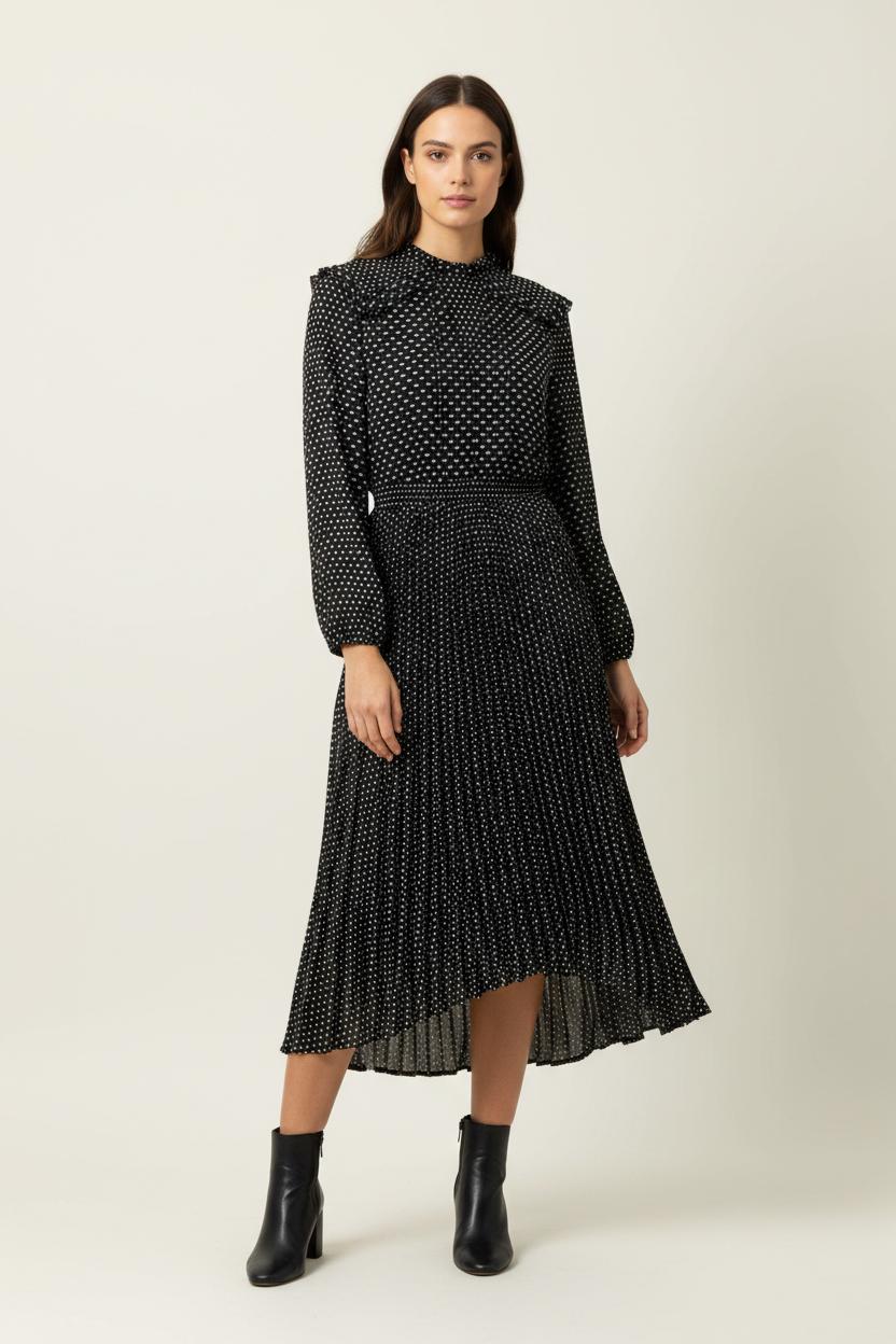 Robe Midi Noire et Blanche - Taille XS/34