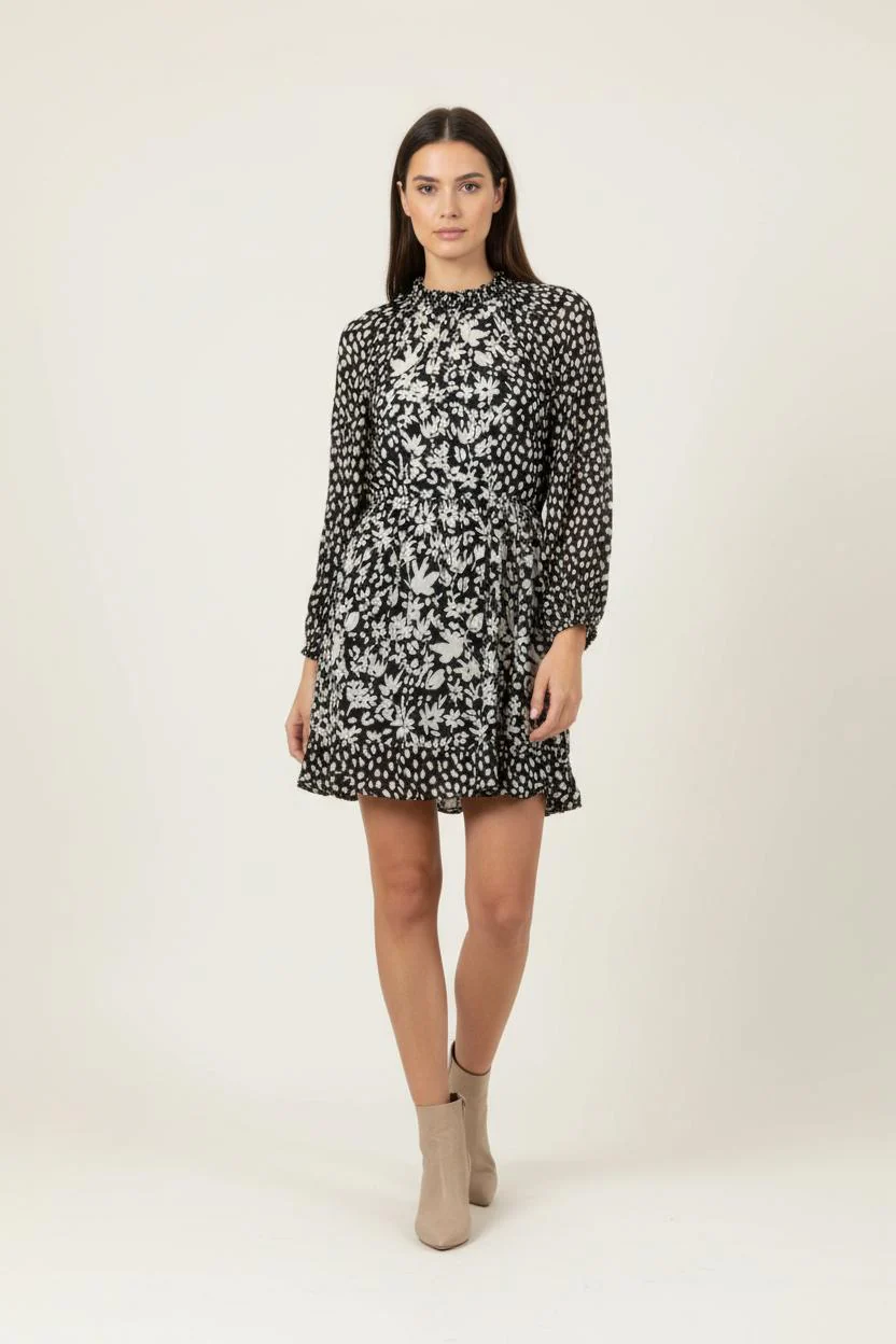 Robe Midi Noire et Blanche - Taille XS/34