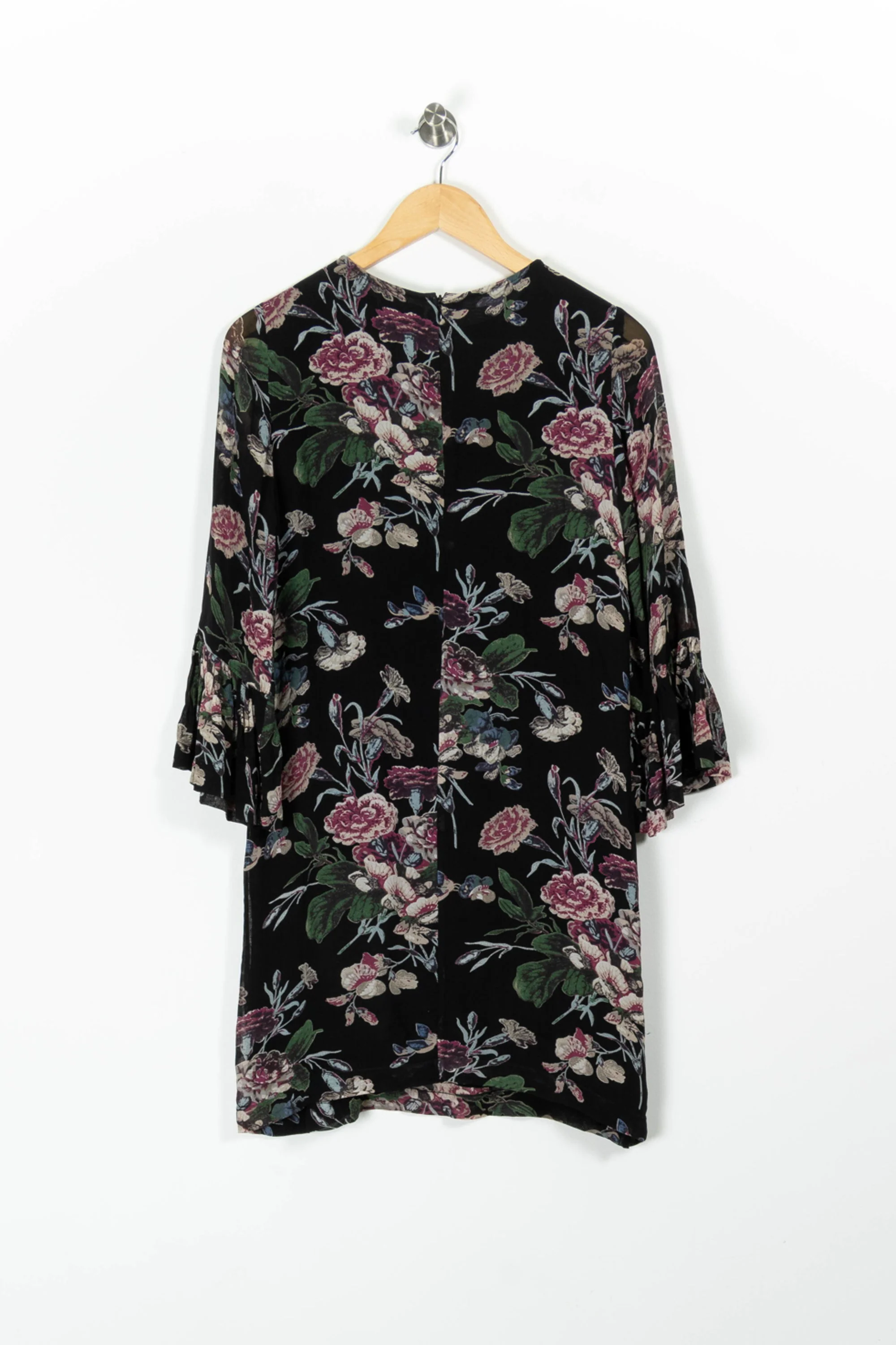 Robe Midi Noire et Fleurie - Taille XS/34 - Image 4