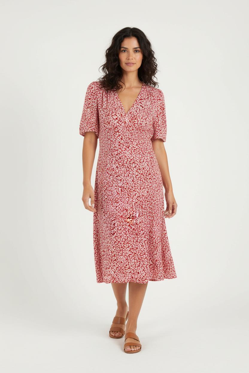 Robe Midi Rouge et Blanche - Taille M/38