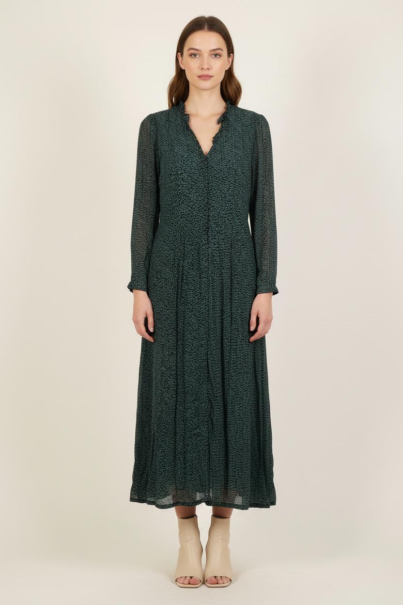 Robe Midi Verte et Noire - Taille S/36