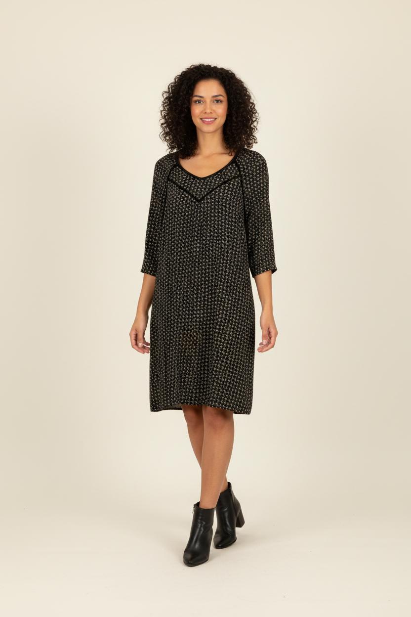 Robe noire à motif - Taille XL/42