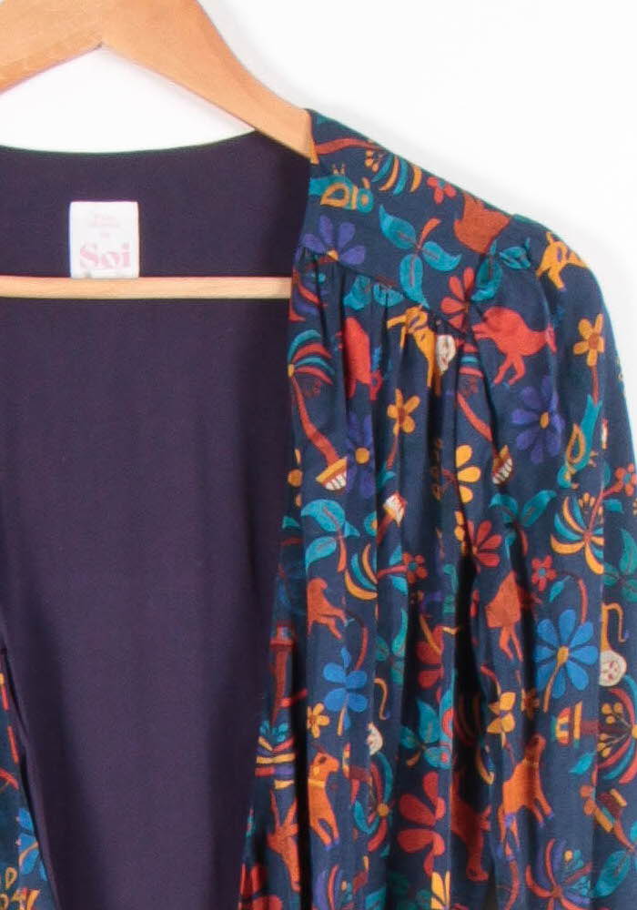 Robe Portefeuille Bleue et Orange - Taille XS/34 - Image 3