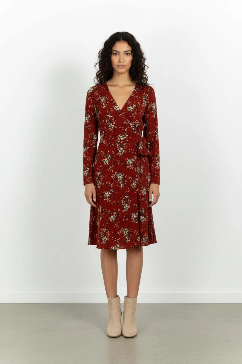 Robe portefeuille bordeaux - Taille XS/34