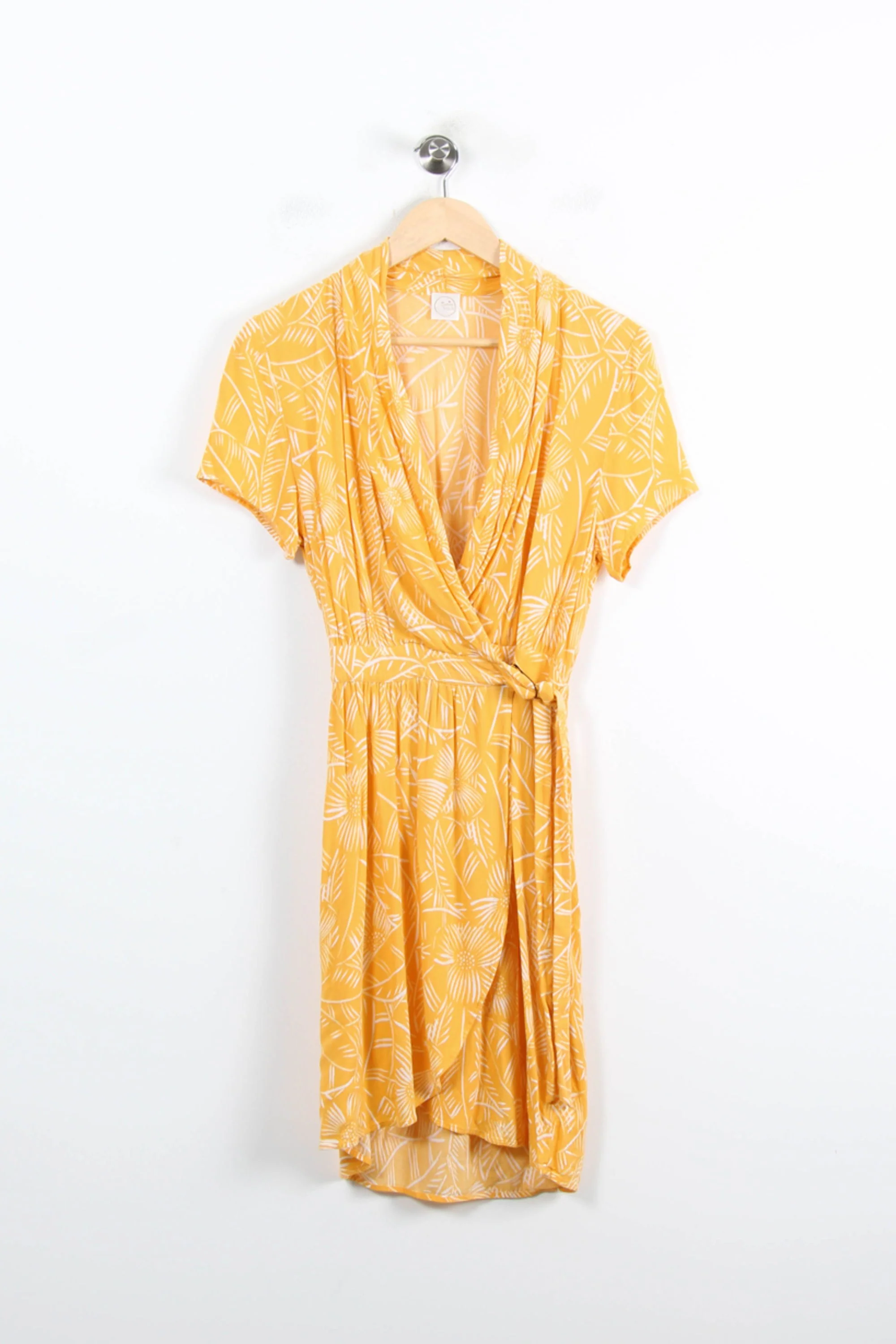 Robe Portefeuille Jaune et Blanche - Taille XS/34 - Image 2