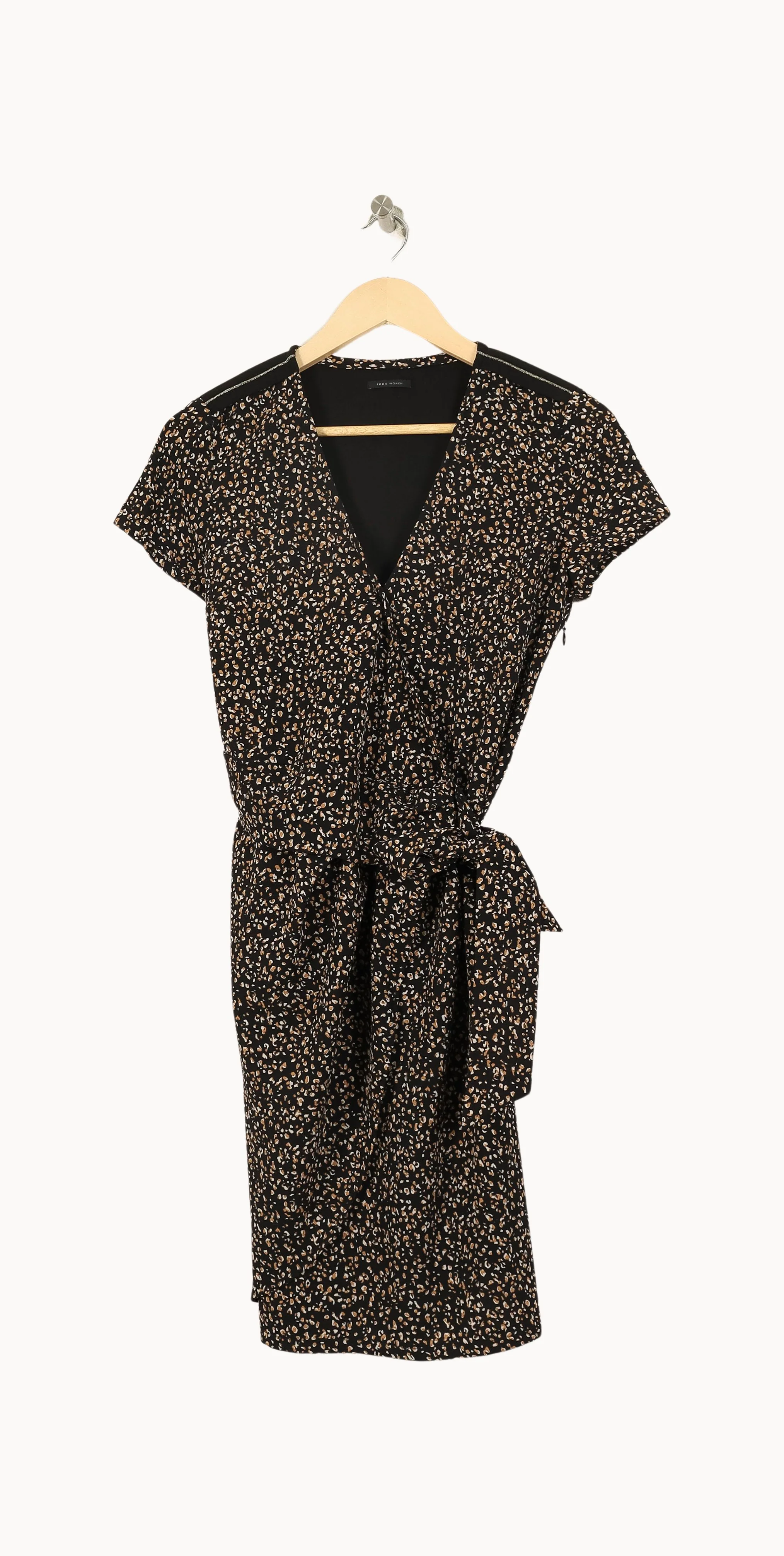 Robe portefeuille noire et beige - Taille XS/34 - Image 2
