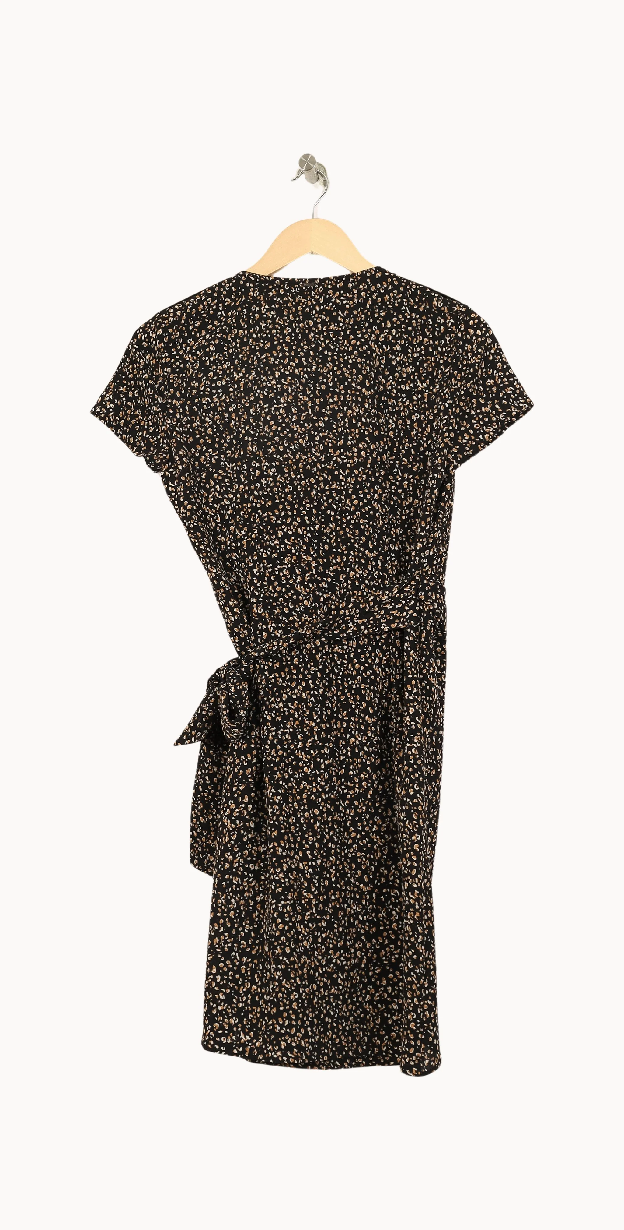 Robe portefeuille noire et beige - Taille XS/34 - Image 4