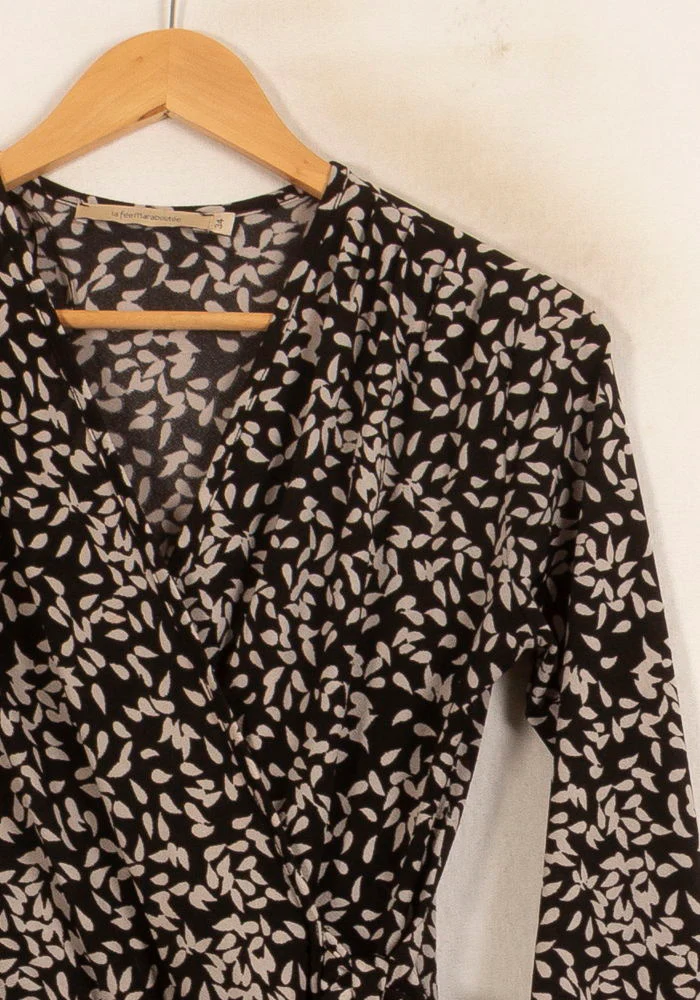 Robe Portefeuille Noire et Blanche - Taille S/36 - Image 3