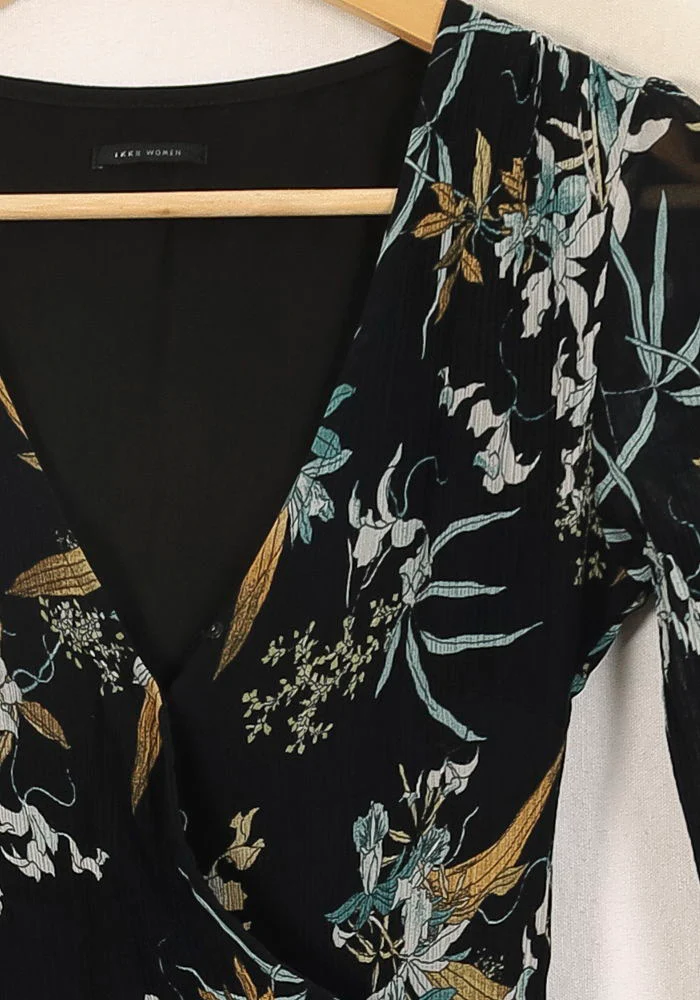 Robe Portefeuille Noire et Bleue - Taille XS/34 - Image 3