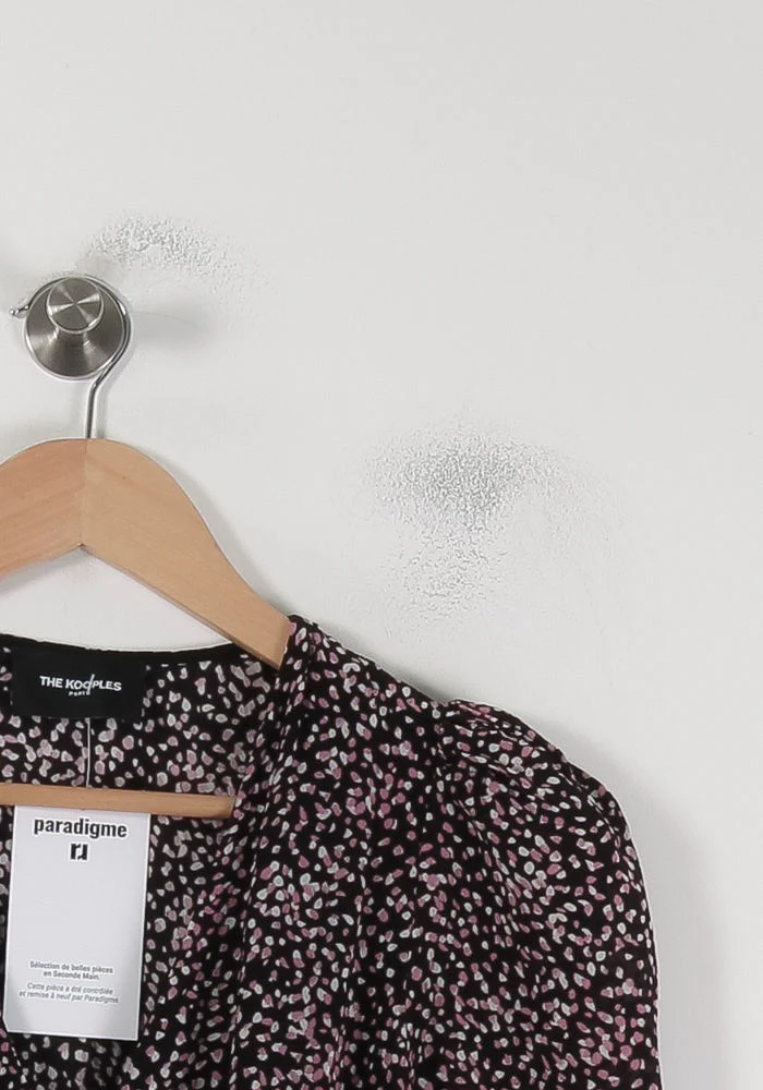 Robe Portefeuille Noire et Rose - Taille S/36 - Image 3