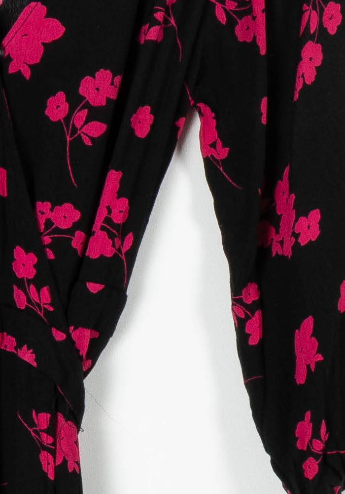 Robe Portefeuille Noire et Rose - Taille S/36 - Image 3