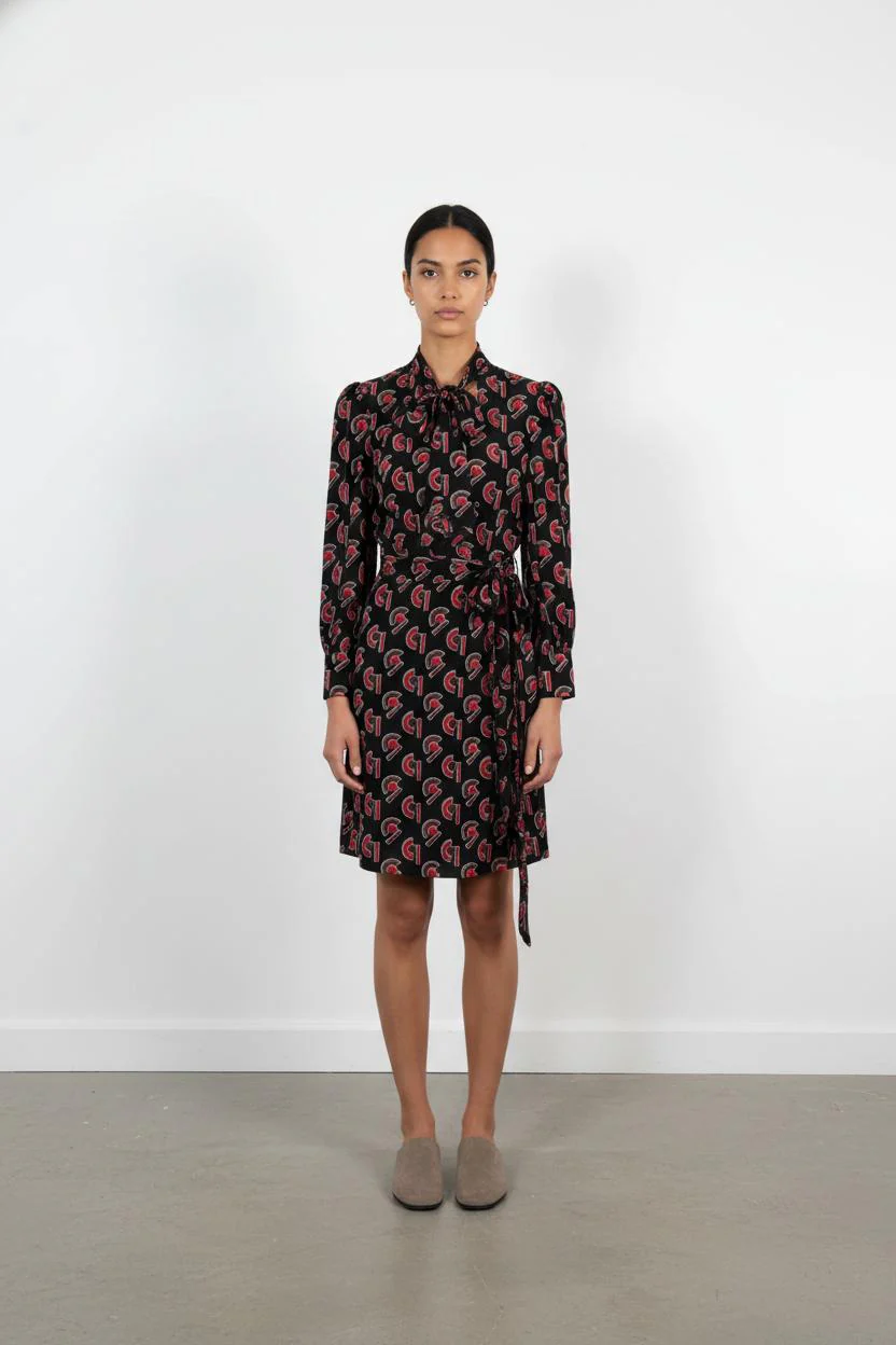 Robe Portefeuille Noire et Rouge - Taille XS/34