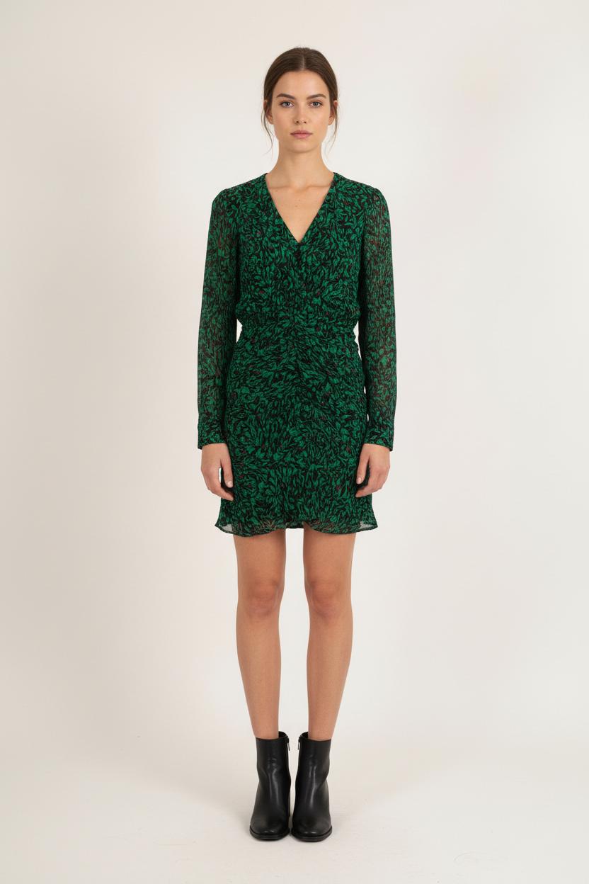 Robe Portefeuille Verte et Noire - Taille S/36