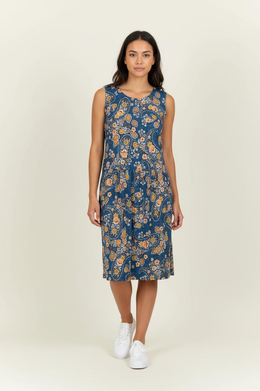 Robe Sans Manches Bleu et Orange - Taille XXL/44