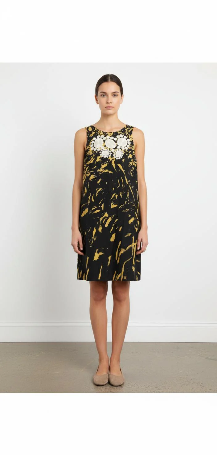 Robe Sans Manches Noire et Jaune - Taille S/36