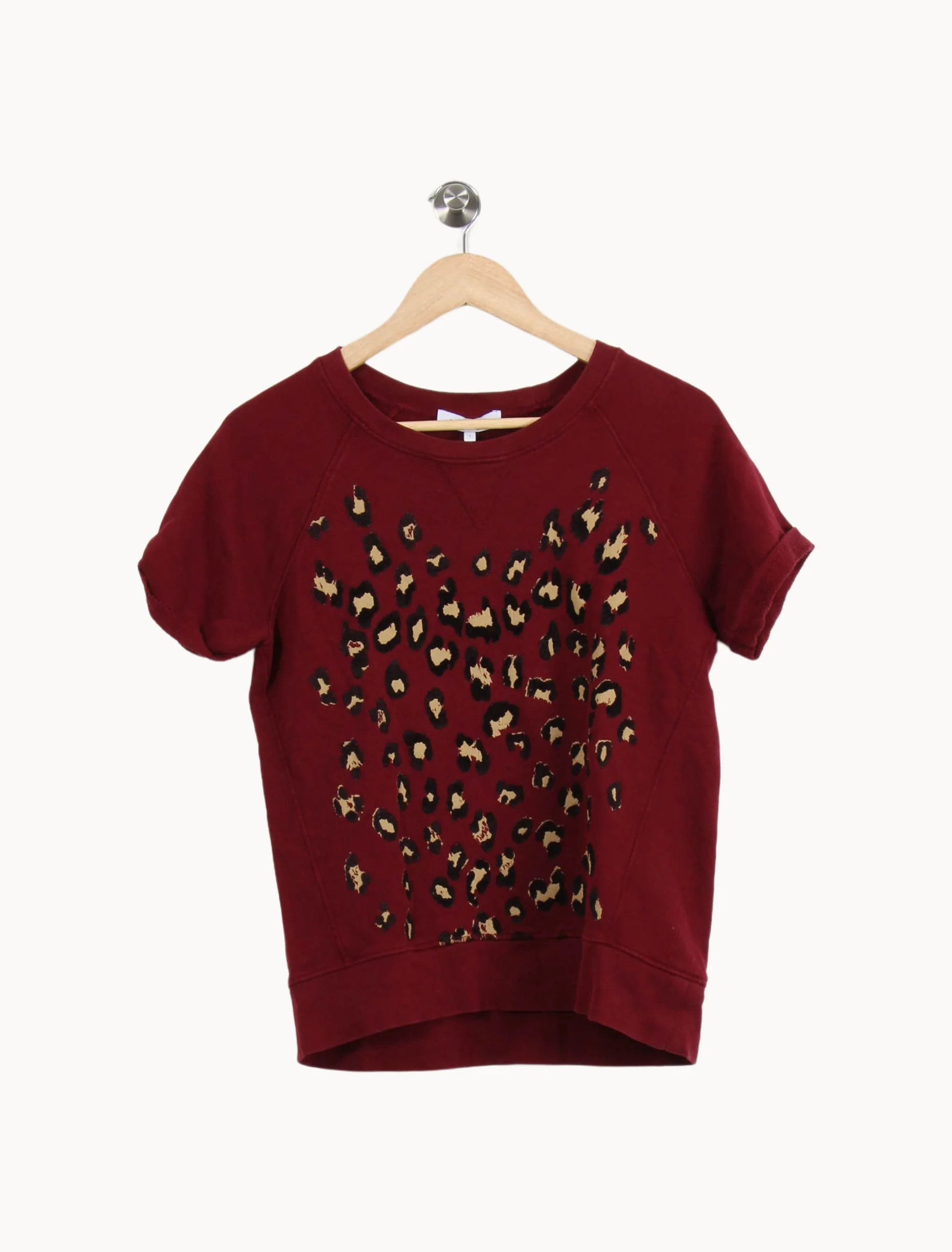 Sweat Manches Courtes Bordeaux et Léopard - Taille S/36 - Image 2
