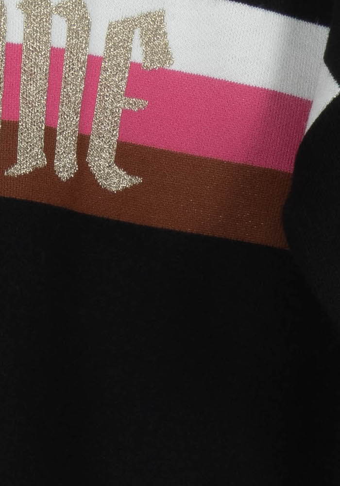 Sweat Noir blanc rose et marron - Taille S/36 - Image 3