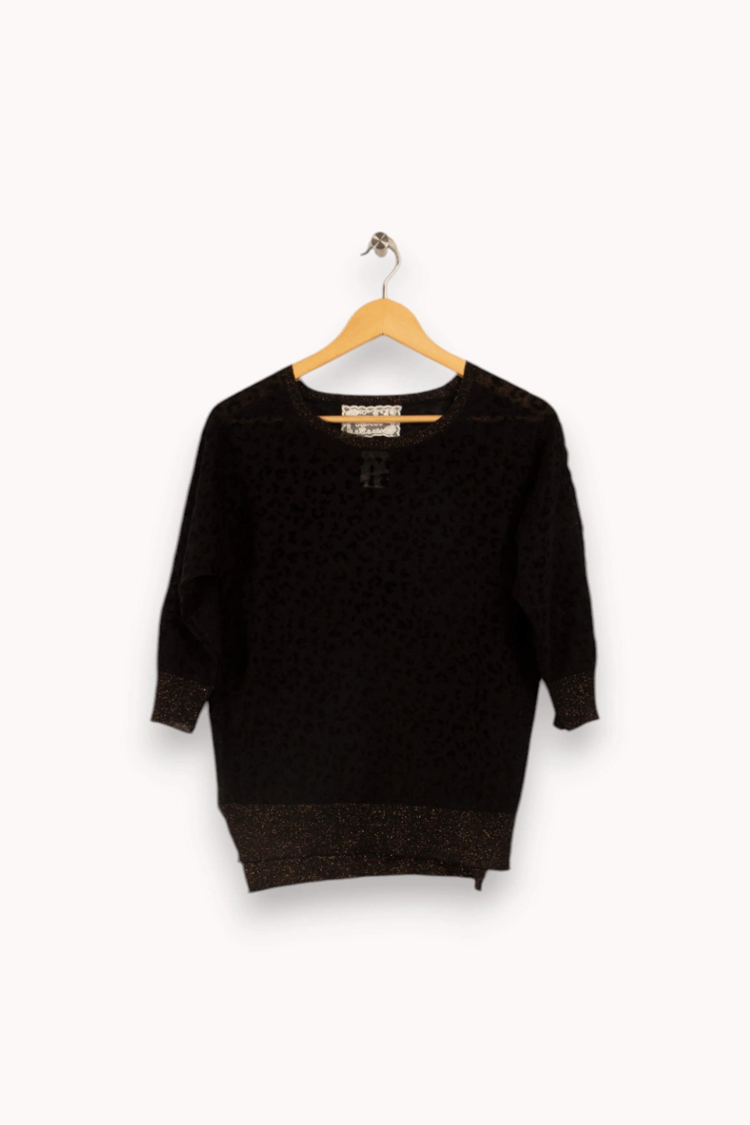 Sweat noir semi-transparent à motif léopard - Taille S/36 - Image 2