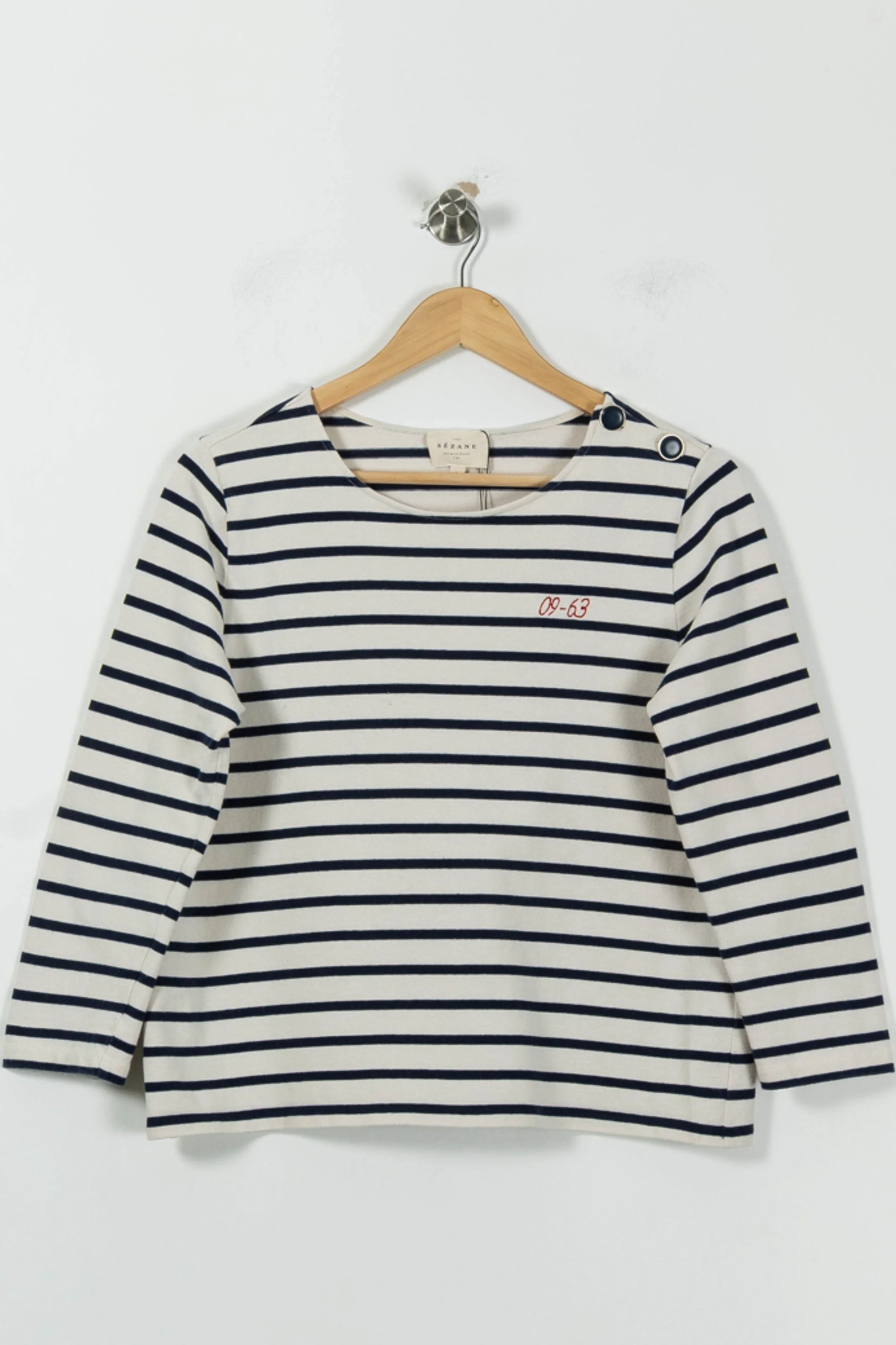 T-shirt beige rayé - Taille L/40 - Image 2