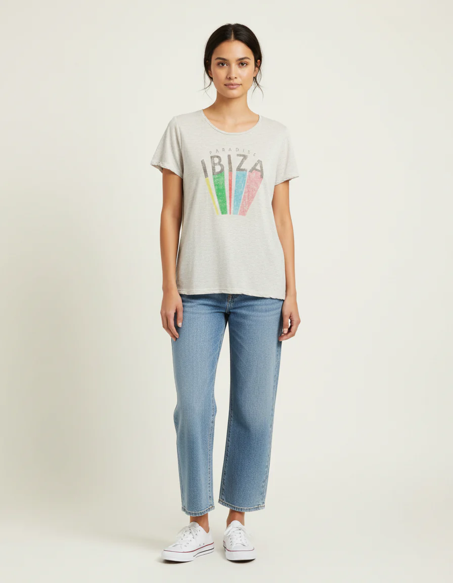 T-shirt gris avec motif - Taille S/36