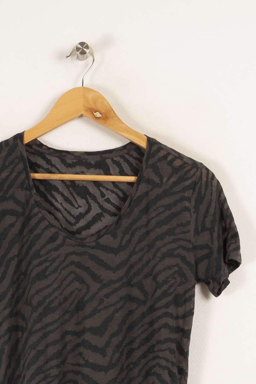 T-shirt gris foncé zébré - Taille XS/34 - Image 3