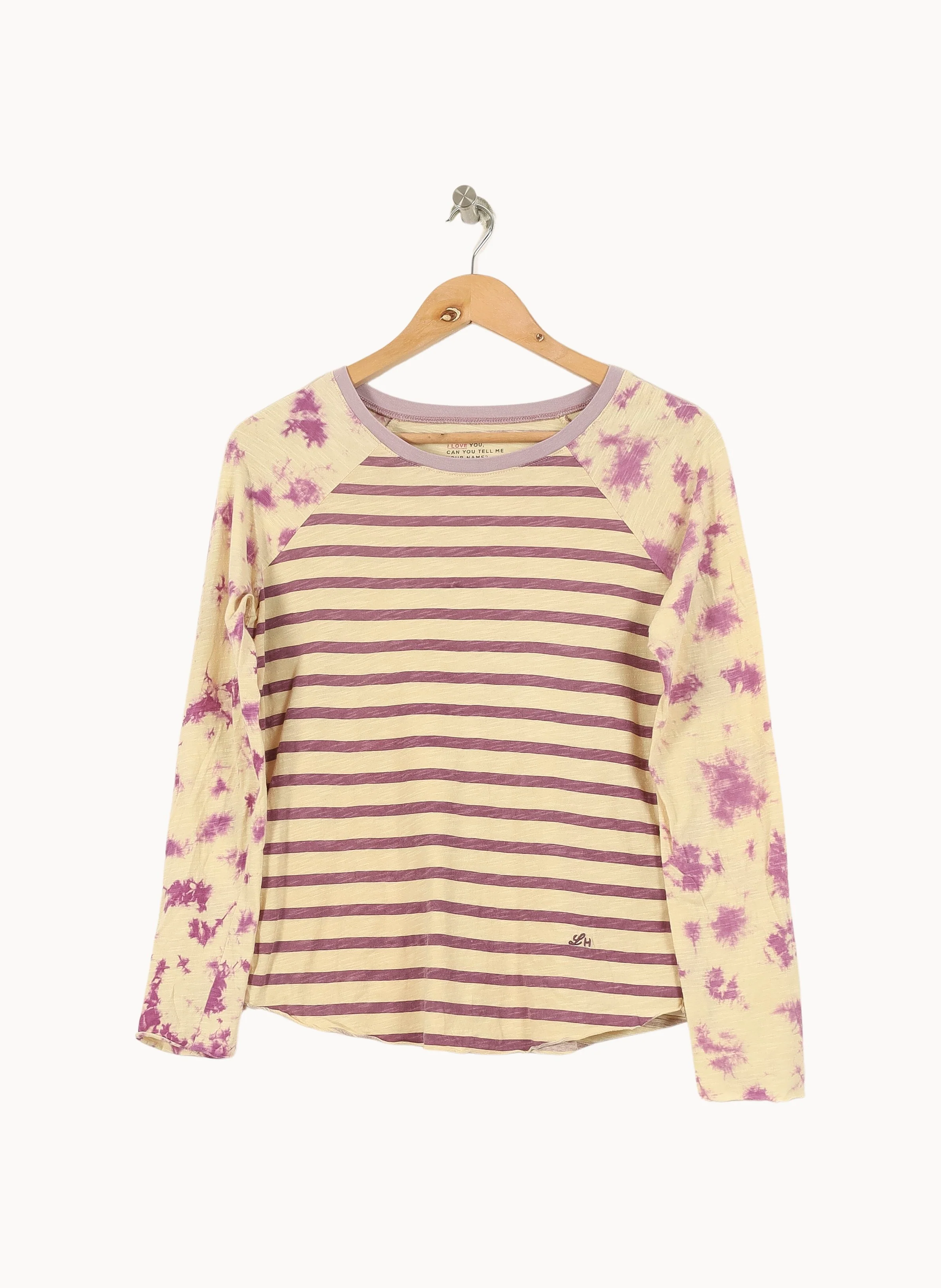T-shirt Manches Longues Beige et Violet - Taille XS/34 - Image 2
