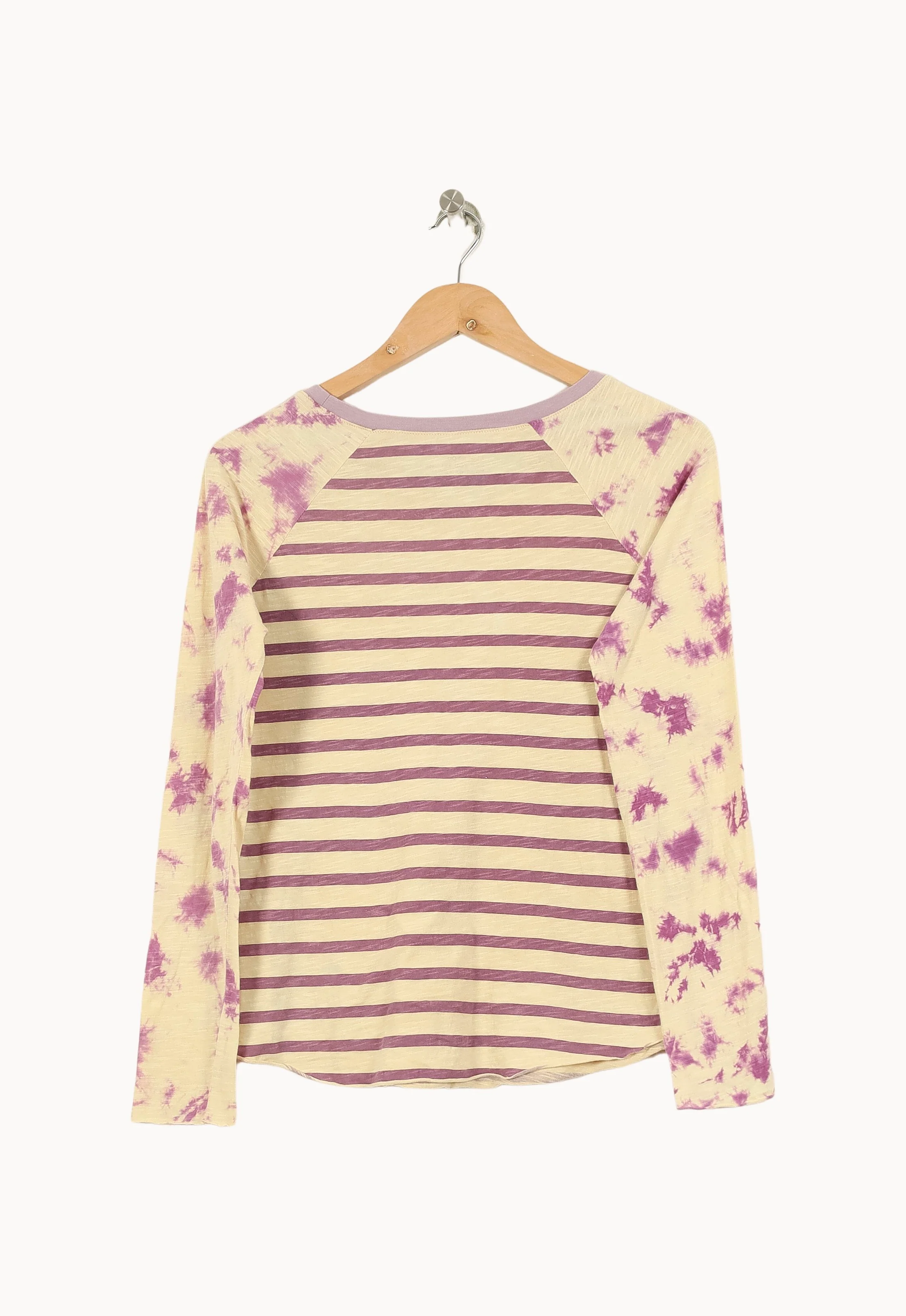 T-shirt Manches Longues Beige et Violet - Taille XS/34 - Image 4