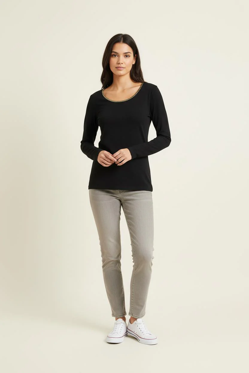 T-shirt Manches Longues Noir - Taille S/36